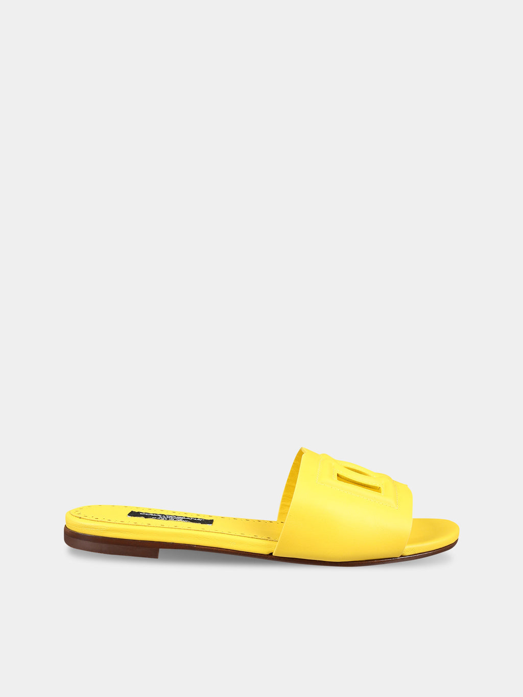 Yellow sandals for girl with logo